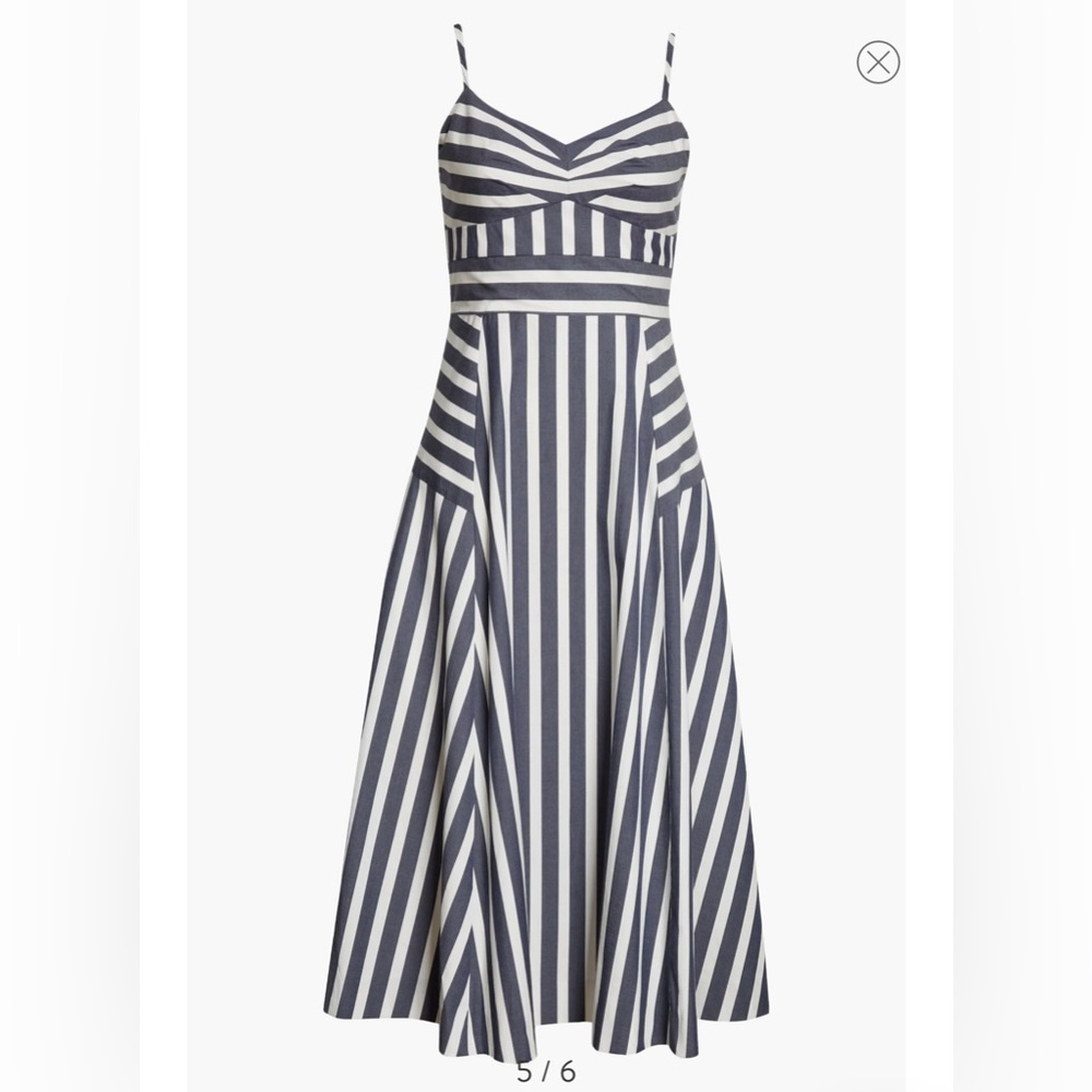 Veronica Beard | Blige Directional Stripe Stretch Cotton Dress | Size 4